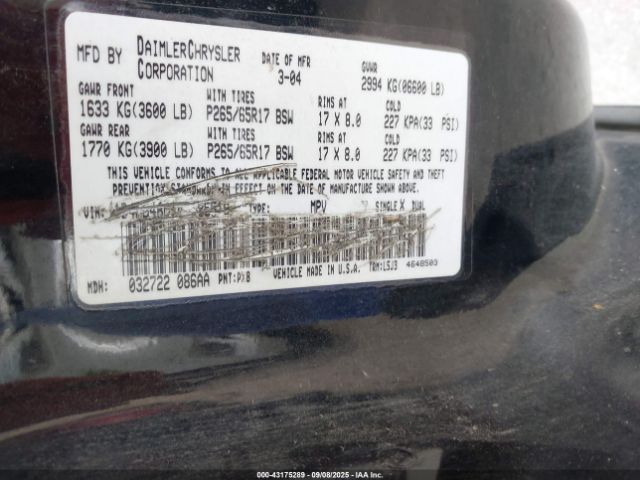 2004 DODGE DURANGO 1D4HB48N54F176763 Photo 8
