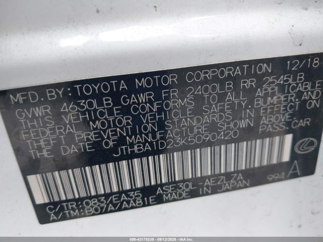 2019 LEXUS IS 300 JTHBA1D23K5090420 Photo 8