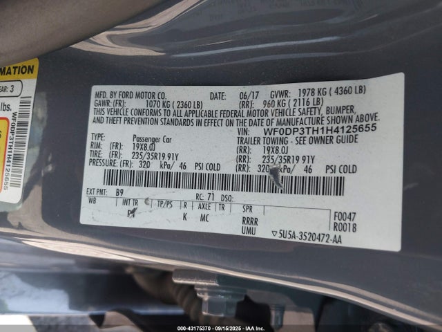 Ford 2.3l gtdi 2017 WF0DP3TH1H4125655 Image 9
