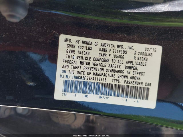 1HGCR2F59FA118926 Honda k24w1