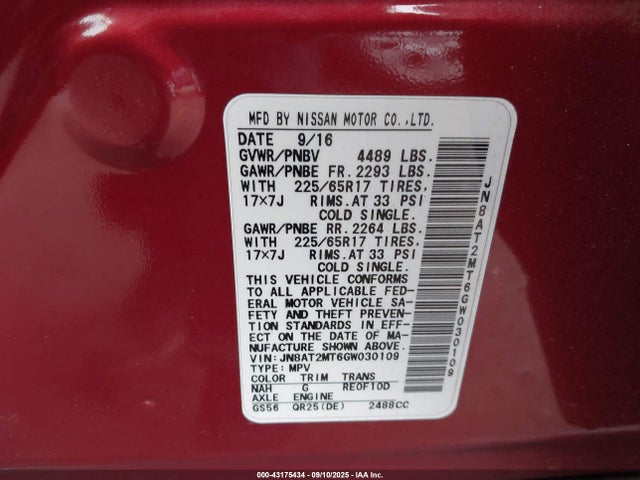 Nissan 2016 2016 JN8AT2MT6GW030109 Image 9
