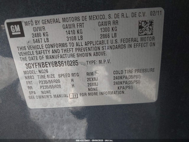 2011 CADILLAC SRX 3GYFNBEY6BS610285 Photo 8