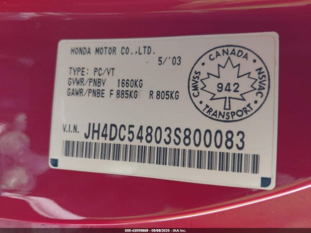 2003 ACURA RSX JH4DC54803S800083 Photo 8