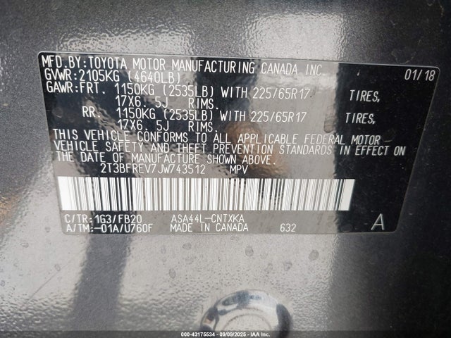 Toyota 2ar-fe 2018 2T3BFREV7JW743512 Image 9