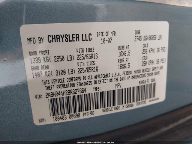 2008 CHRYSLER TOWN & COUNTRY 2A8HR44H28R627664 Photo 8