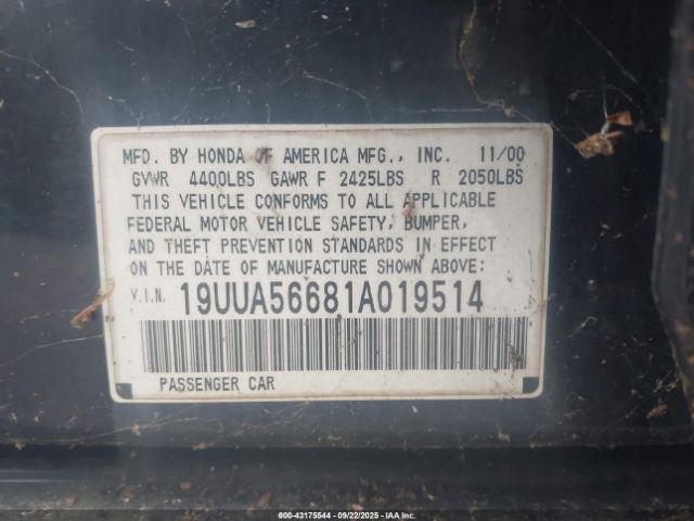 2001 ACURA TL 19UUA56681A019514 Photo 8