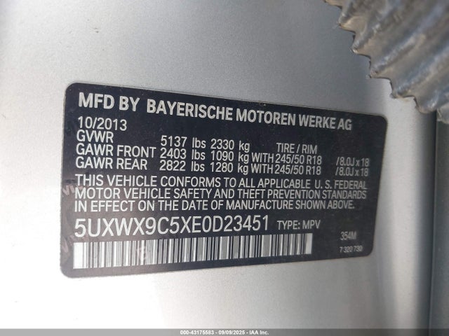 Aukcja sprzedaży 2014 Bmw X3 Xdrive28i, vin: 5UXWX9C5XE0D23451, numer aukcji: 43175583