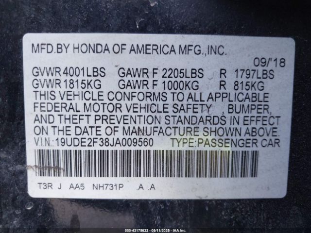 2018 ACURA ILX 19UDE2F38JA009560 Photo 8