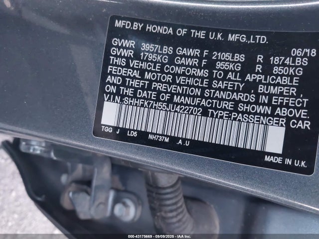 SHHFK7H55JU422702 Honda l15ba
