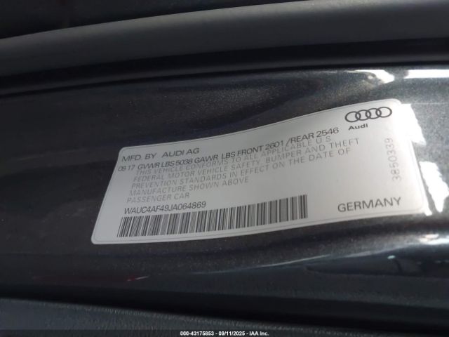 2018 AUDI S4 WAUC4AF49JA064869 Photo 8