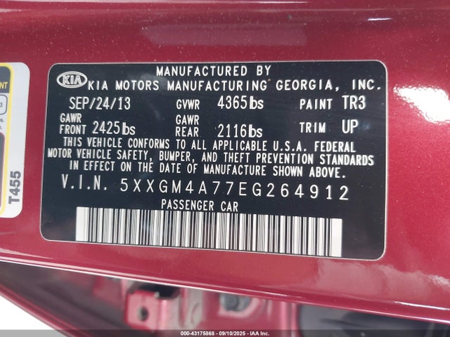 5XXGM4A77EG264912 KIA dohc gdi theta ii