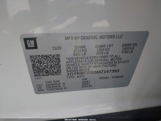 2021 CADILLAC XT5 1GYKNCRS5MZ147393 Photo 8