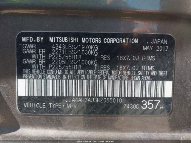 2017 MITSUBISHI OUTLANDER SPORT JA4AR3AU3HZ055010 Photo 8