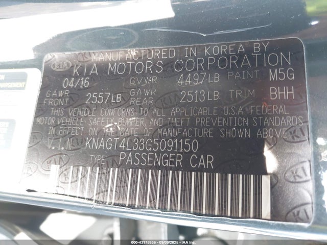 KNAGT4L33G5091150 KIA gdi theta ii