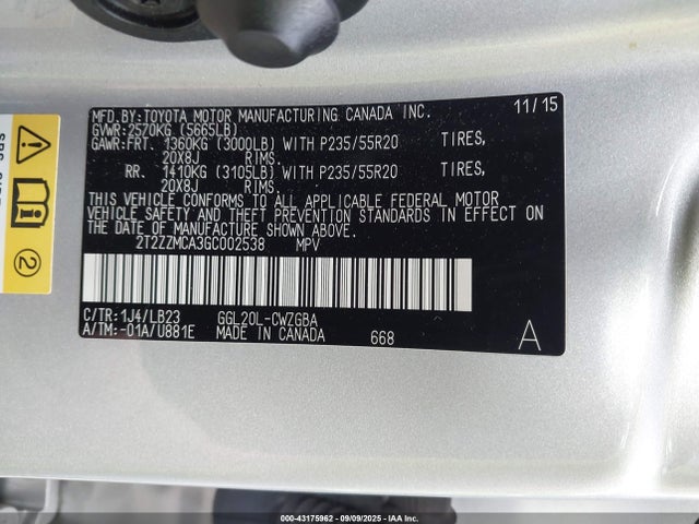 Lexus RX 2016 2T2ZZMCA3GC002538 Image 9