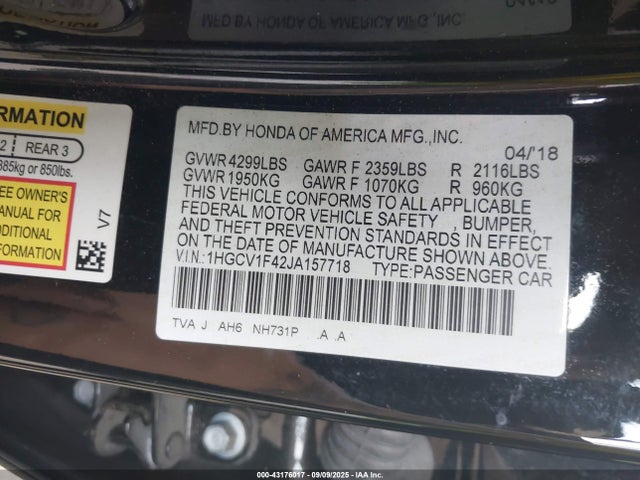 1HGCV1F42JA157718 Honda l15be