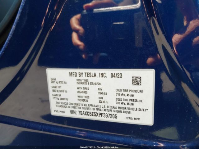 2023 TESLA MODEL X 7SAXCBE5XPF397205 Photo 8