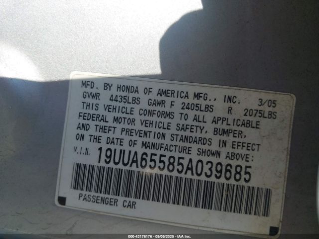 2005 ACURA TL 19UUA65585A039685 Photo 8