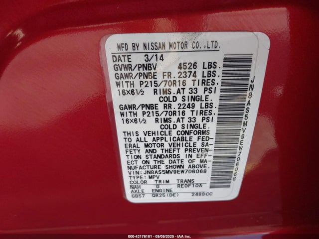 Nissan 2014 2014 JN8AS5MV9EW706068 Image 9