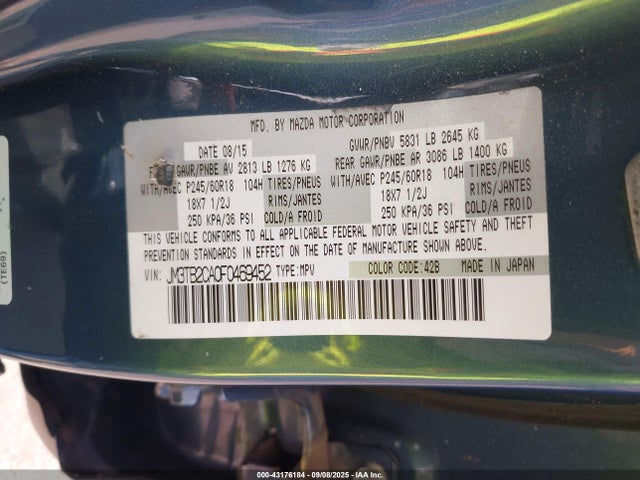 Mazda cav federal/canada 2015 JM3TB2CA0F0469452 Image 9