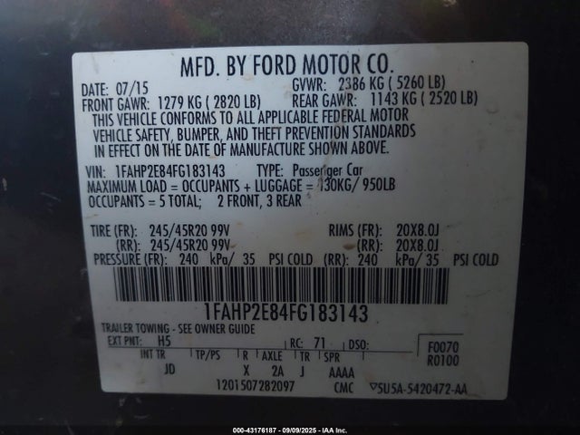 Ford 2015 2015 1FAHP2E84FG183143 Image 9
