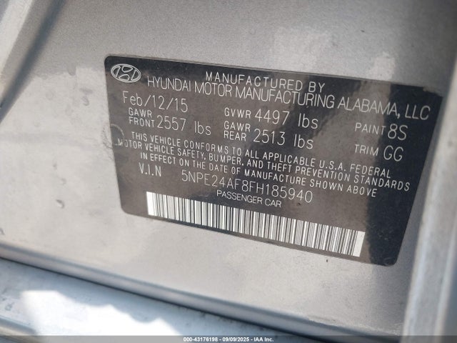 5NPE24AF8FH185940 Hyundai dohc gdi theta-ii