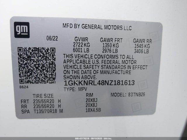 1GKKNRL48NZ181613 GMC lsy