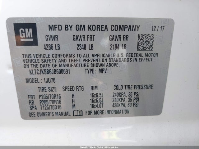 Chevrolet luv - mfi, variable valve timing, e85 max, alum 2018 KL7CJKSB6JB600691 Image 9