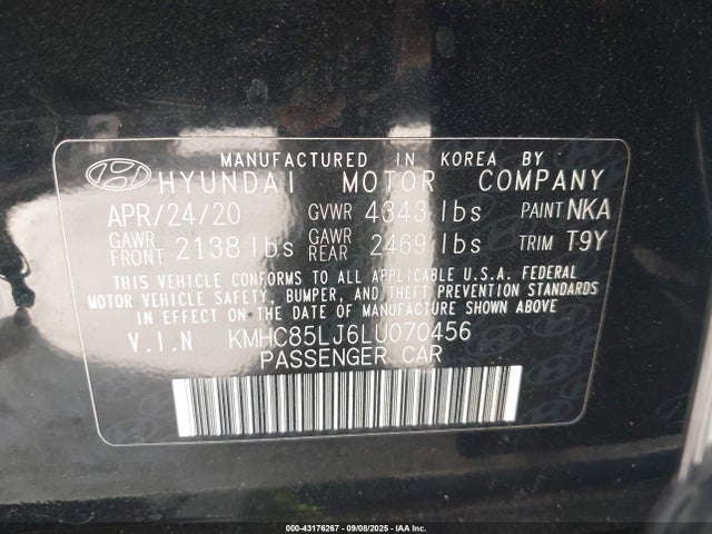 Hyundai hmc battery 2020 KMHC85LJ6LU070456 Image 9