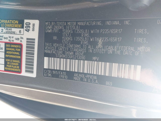 5TDKRKEC6RS213090 Toyota a25a-fxs