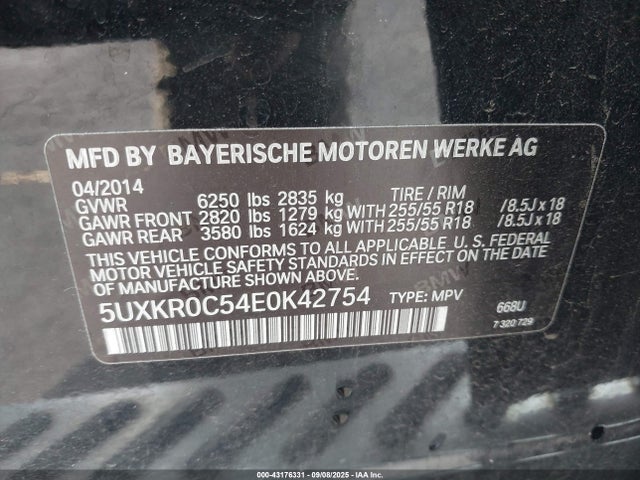 BMW X5 2014 5UXKR0C54E0K42754 Image 9
