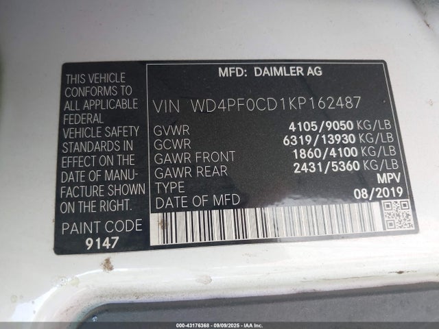 WD4PF0CD1KP162487 Mercedes-Benz om 642 with brake assist