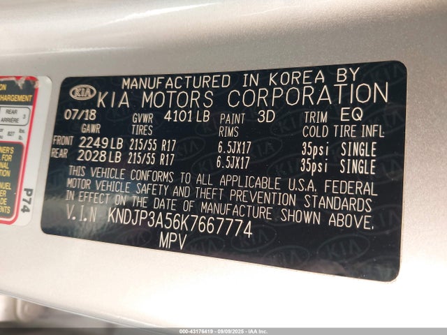 KNDJP3A56K7667774 KIA g gdi