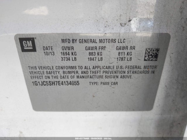 Chevrolet luw 2014 1G1JC5SH7E4134055 Image 9