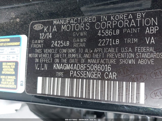 KIA mpi theta ii 2015 KNAGM4AD8F5086016 Image 9