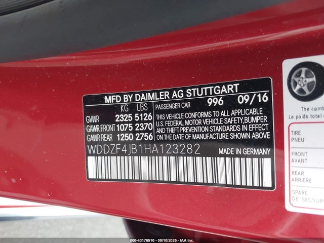 WDDZF4JB1HA123282 Mercedes-Benz m274