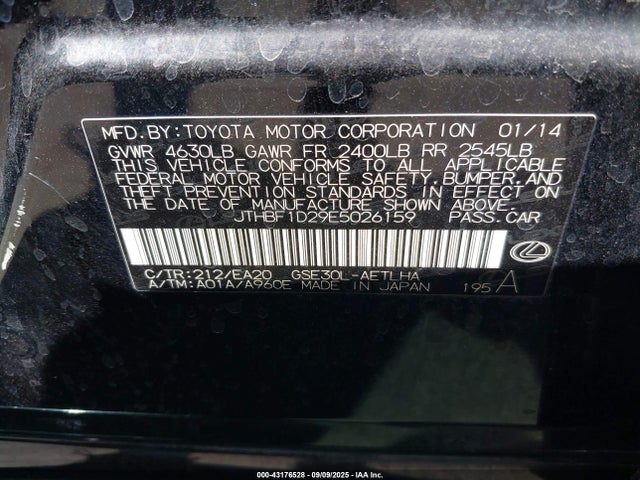 Lexus 4gr-fse 2014 JTHBF1D29E5026159 Image 9