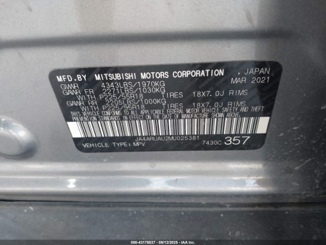 2021 MITSUBISHI OUTLANDER SPORT JA4ARUAU2MU025381 Photo 8