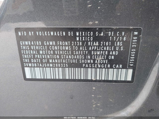 Volkswagen 1.4 tsi 2017 3VWDB7AJ5HM288325 Image 9
