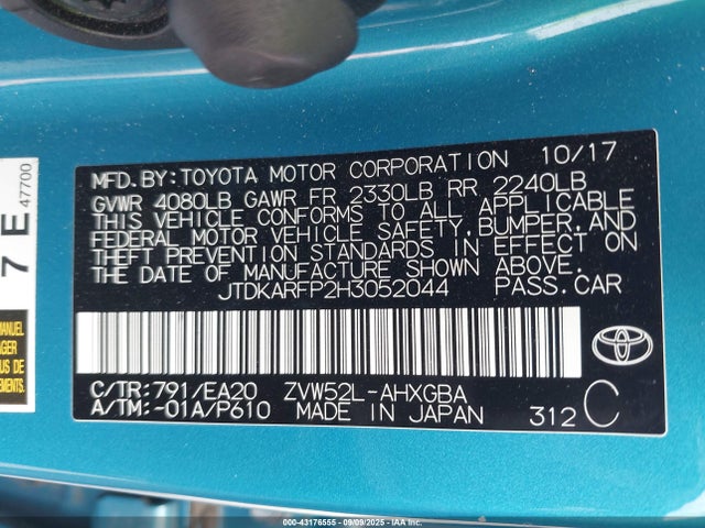 Toyota 2zr-fxe+1nm 2017 JTDKARFP2H3052044 Image 9