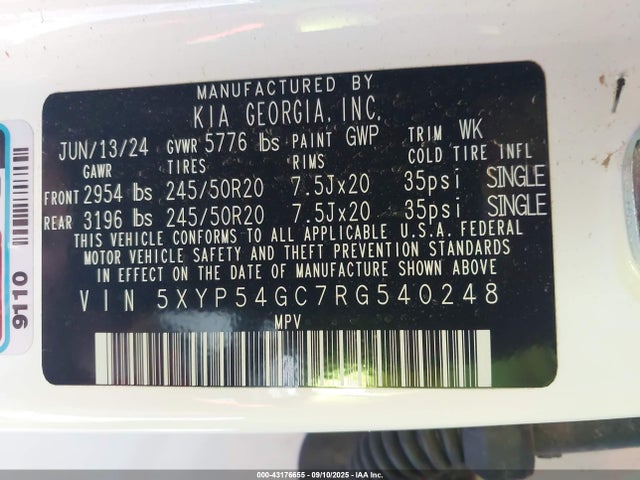 5XYP54GC7RG540248 KIA gdi lambda-ii