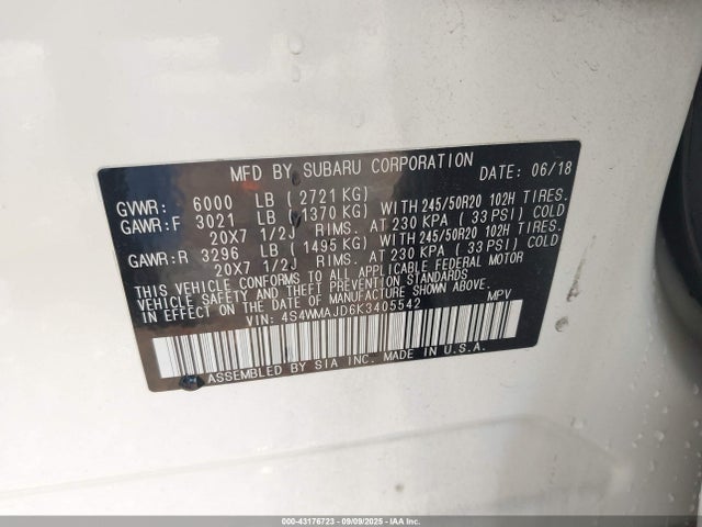 4S4WMAJD6K3405542 Subaru 2019