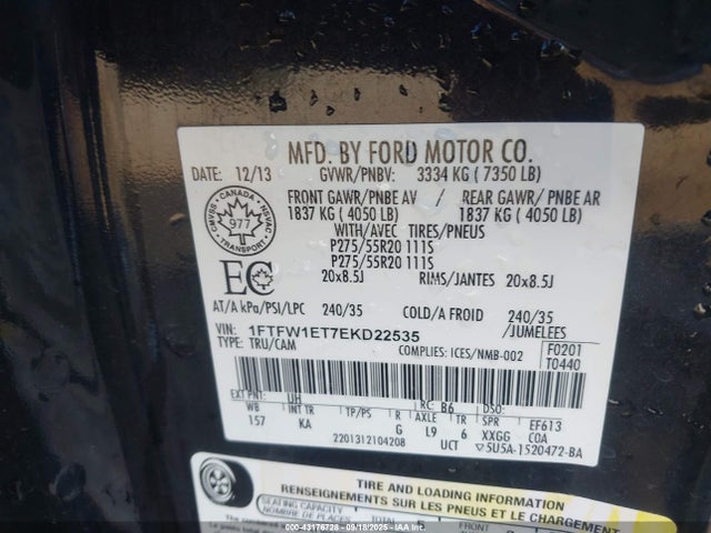 1FTFW1ET7EKD22535 Ford 2014