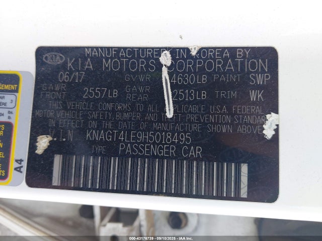 KNAGT4LE9H5018495 KIA 2017