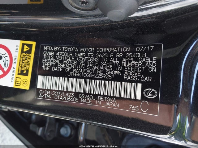 JTHBK1GG8H2259281 Lexus 2gr-fe