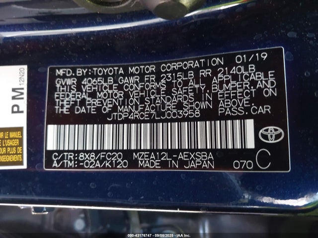JTDP4RCE7LJ003958 Toyota m20-fks