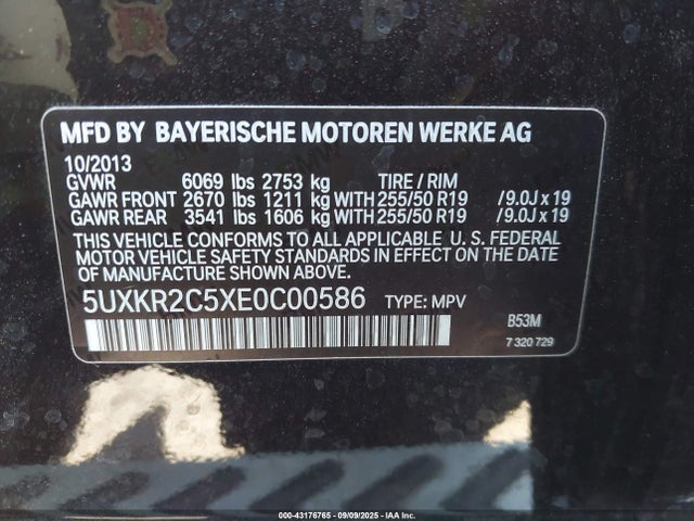 BMW X5 2014 5UXKR2C5XE0C00586 Image 9