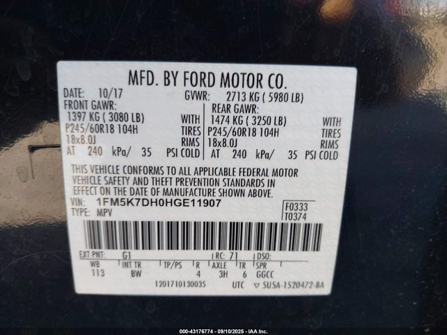 1FM5K7DH0HGE11907 Ford Explorer