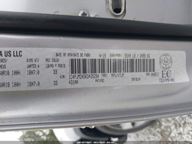 1C4PJMDX5KD435294 Jeep Cherokee