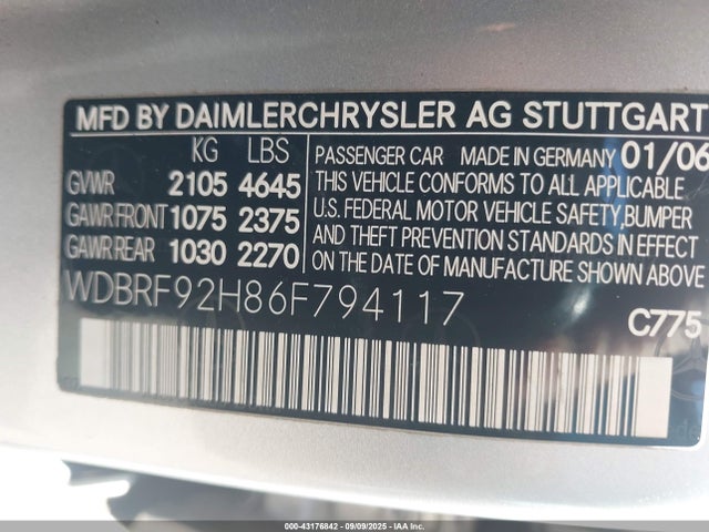 2006 MERCEDES-BENZ C-CLASS WDBRF92H86F794117 Photo 8